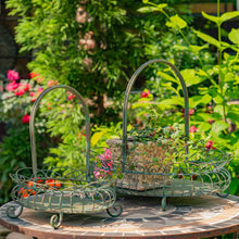Load image into Gallery viewer, Large Freestanding Garden Basket in Verdi Green - Antique Bronze