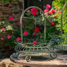 Load image into Gallery viewer, Large Freestanding Garden Basket in Verdi Green - Antique Bronze
