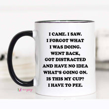 Load image into Gallery viewer, I came I saw I Forgot What I was Doing Funny Coffee Mug: All White / 11oz
