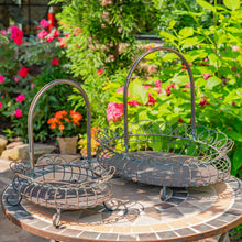 Load image into Gallery viewer, Large Freestanding Garden Basket in Verdi Green - Antique Bronze
