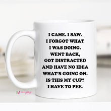 Load image into Gallery viewer, I came I saw I Forgot What I was Doing Funny Coffee Mug: All White / 11oz
