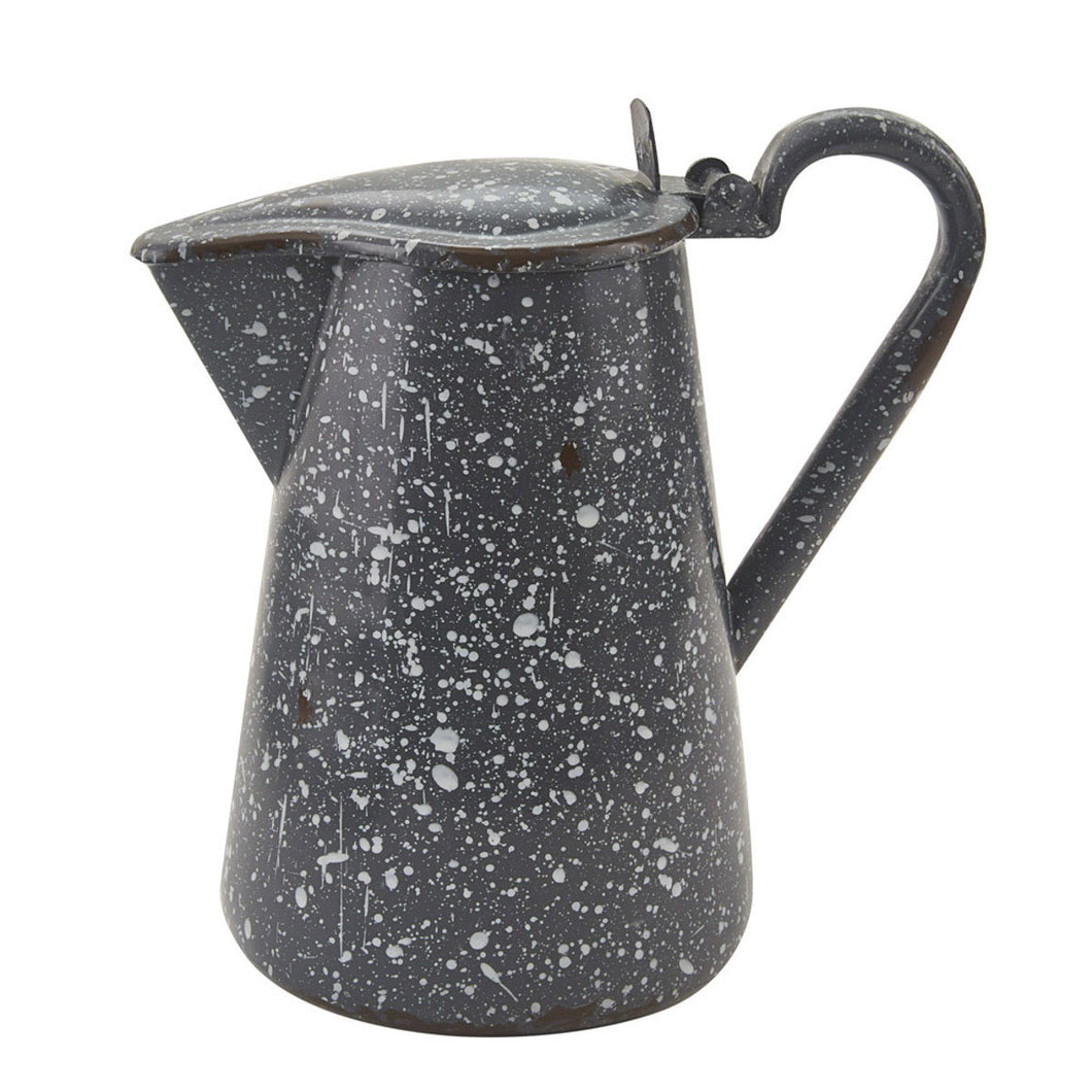 Granite Gray Enamelware Pitcher With Lid