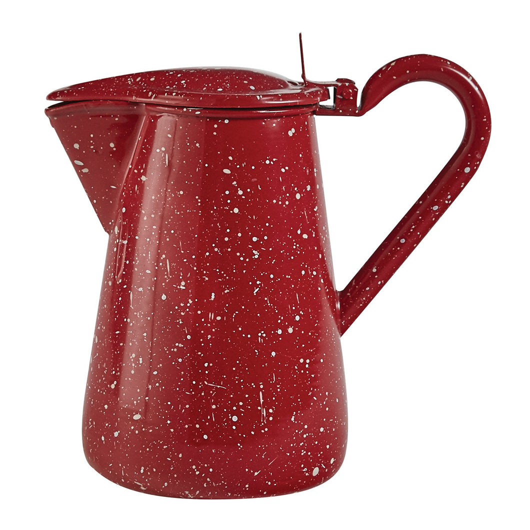 Granite Red Enamelware Pitcher with Lid