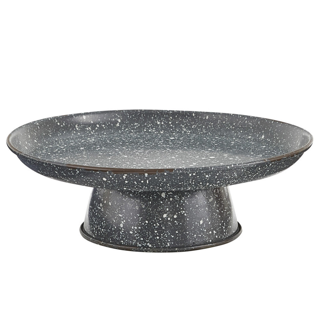 Granite Gray Enamelware Cake Pedestal