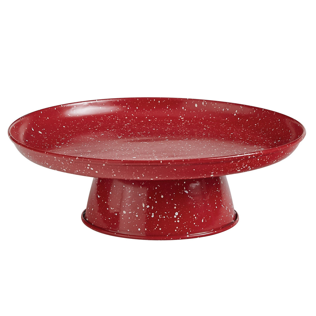 Granite Red Enamelware Cake Pedestal