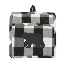 Load image into Gallery viewer, Wicklow Bear Pocket Potholder - Black &amp; Cream
