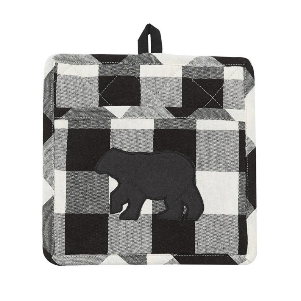 Wicklow Bear Pocket Potholder - Black & Cream