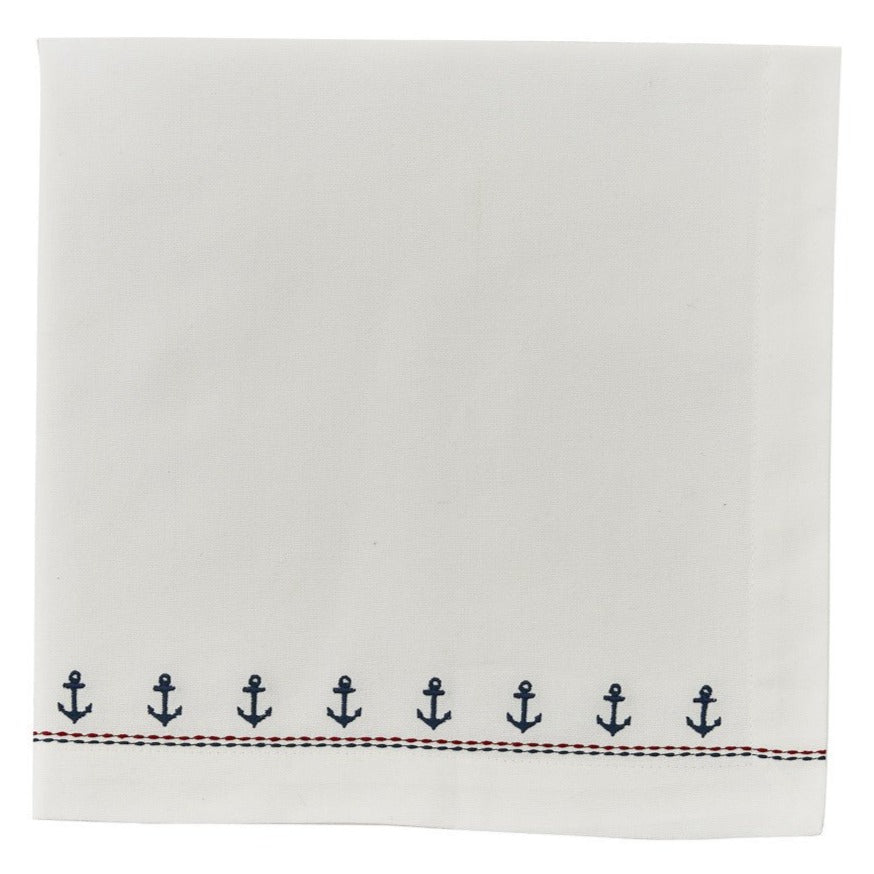 Embroidered Anchor Napkin - Set of 4