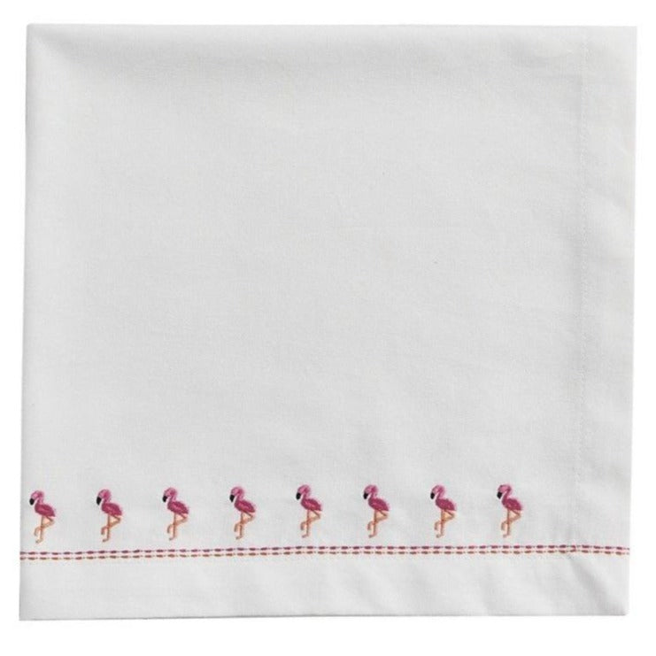 Embroidered Flamingo Napkin - Set of 4