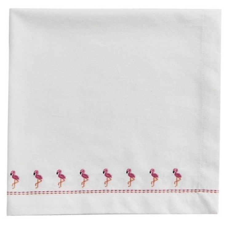 Embroidered Flamingo Napkin - Set of 4