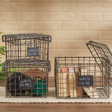 Load image into Gallery viewer, Wire Boxes with Chalkboard Tag - Set of 3
