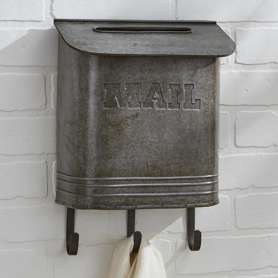 Galvanized Mailbox with Hooks