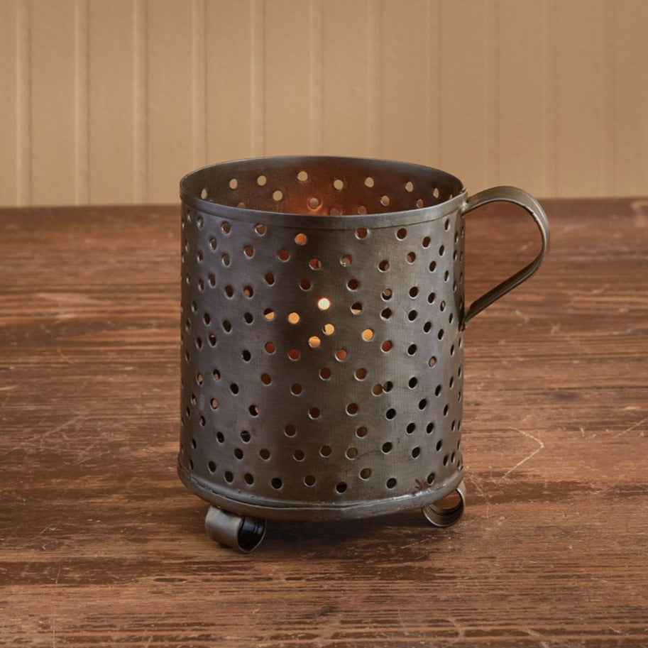 Punched Tin Cup Votive Holder