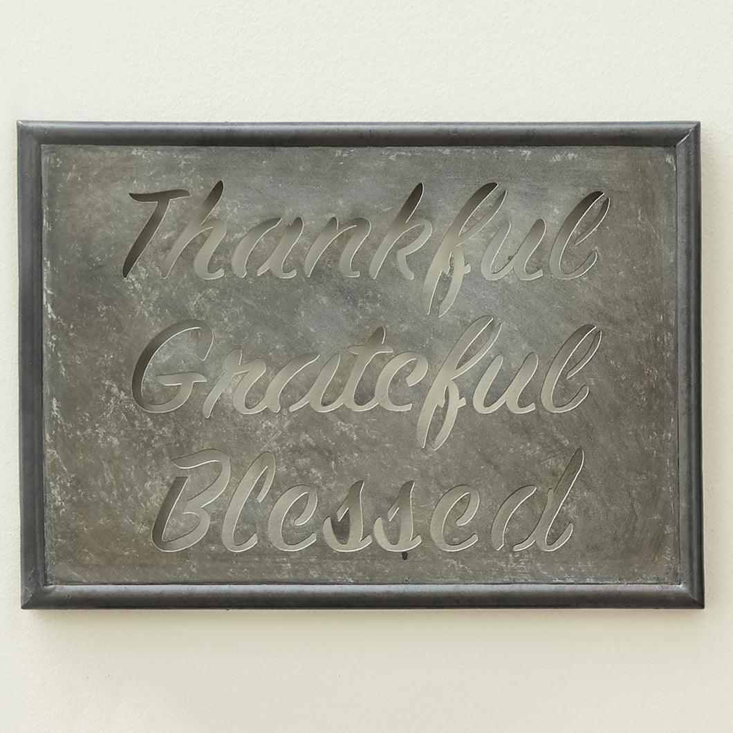 Thankful Grateful Galvanized Sign