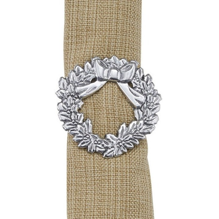 Wreath Napkin Ring Pewter Finish - Set of 4