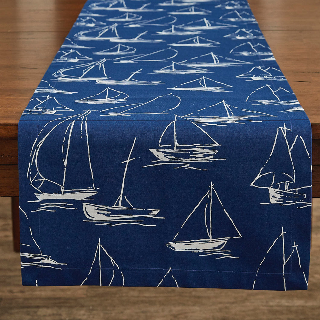Sailboats Navy Table Runner - 72
