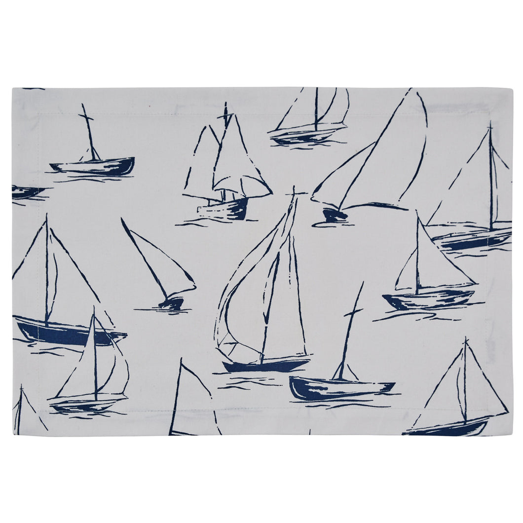 Sailboats Placemat - White - Set of 4