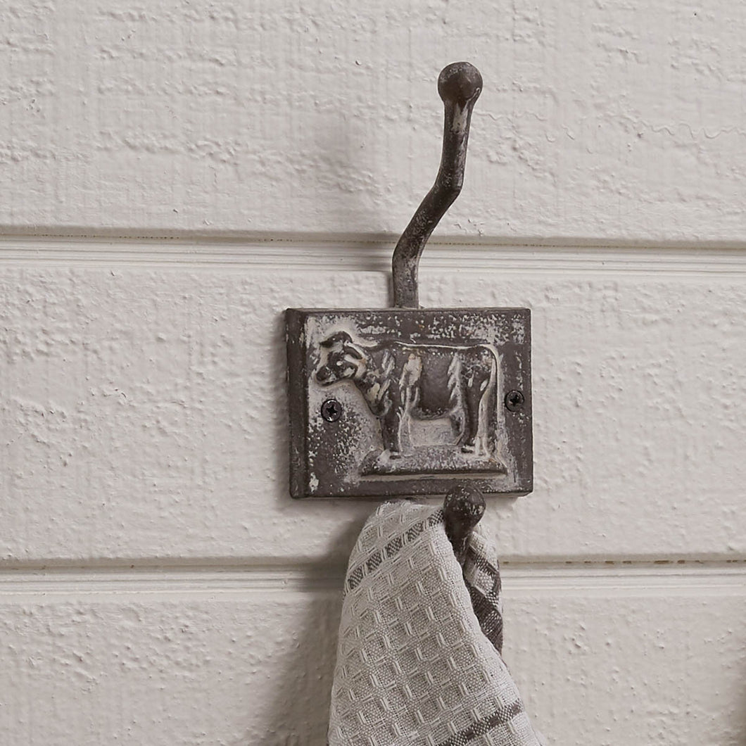 Rooster Cast Hook Whitewash Tin