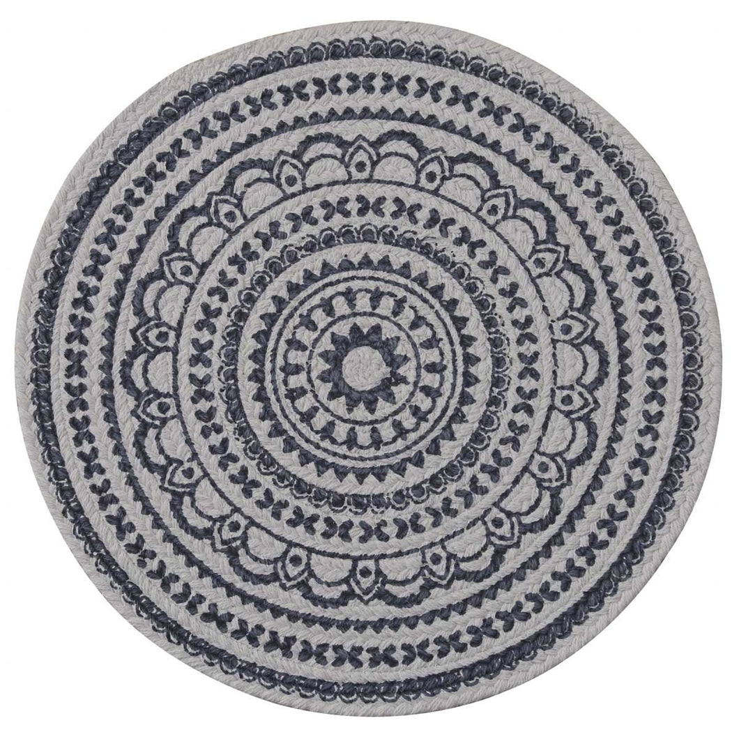 Zuri Medallion Printed Round Placemat - Navy - Set of 4