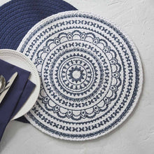 Load image into Gallery viewer, Zuri Medallion Printed Round Placemat - Navy - Set of 4
