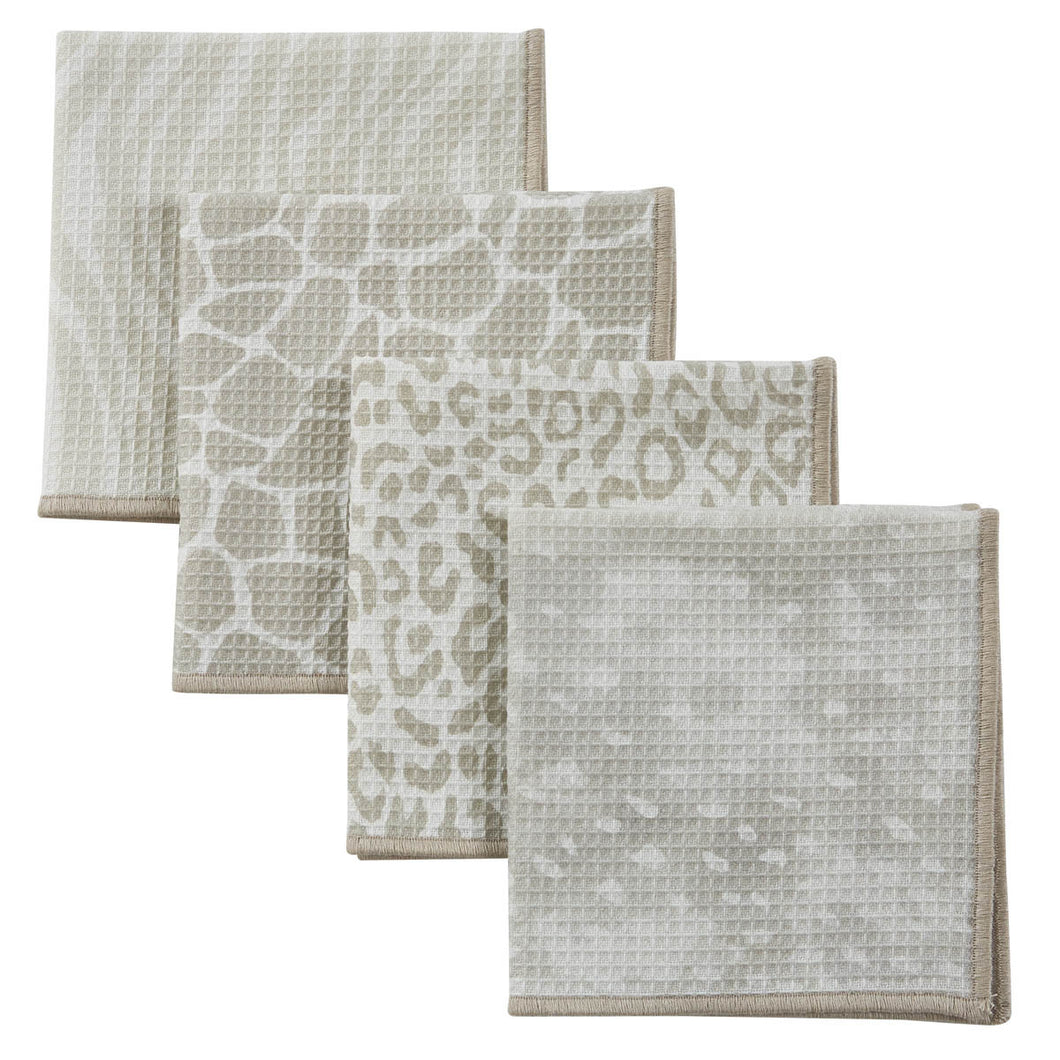 Animal Prints Printed Dish Cloths - Set Of 4