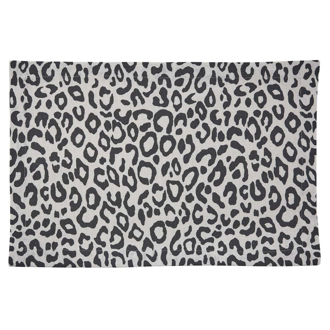 Safari Leopard Printed Placemat - Black - Set of 4