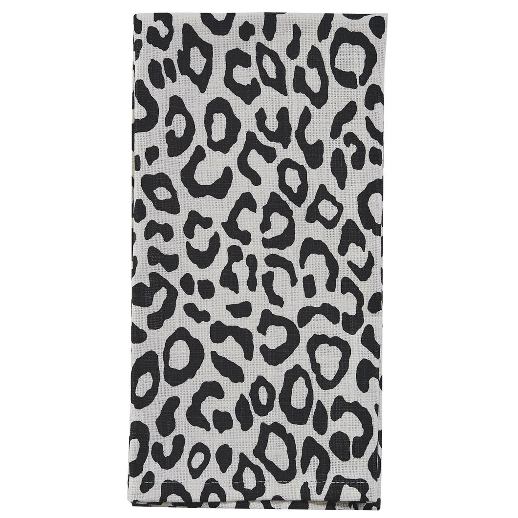 Safari Leopard Printed Towel - Black - Set of 2