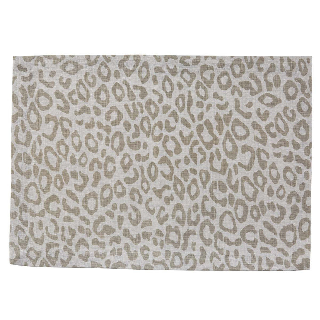 Safari Leopard Printed Placemat - Natural - Set of 4