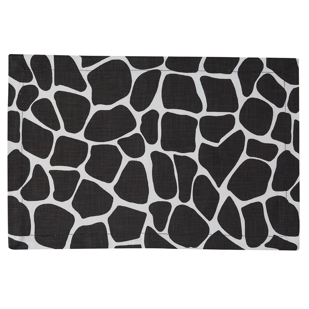 Giraffe Printed Placemat - Black - Set of 4