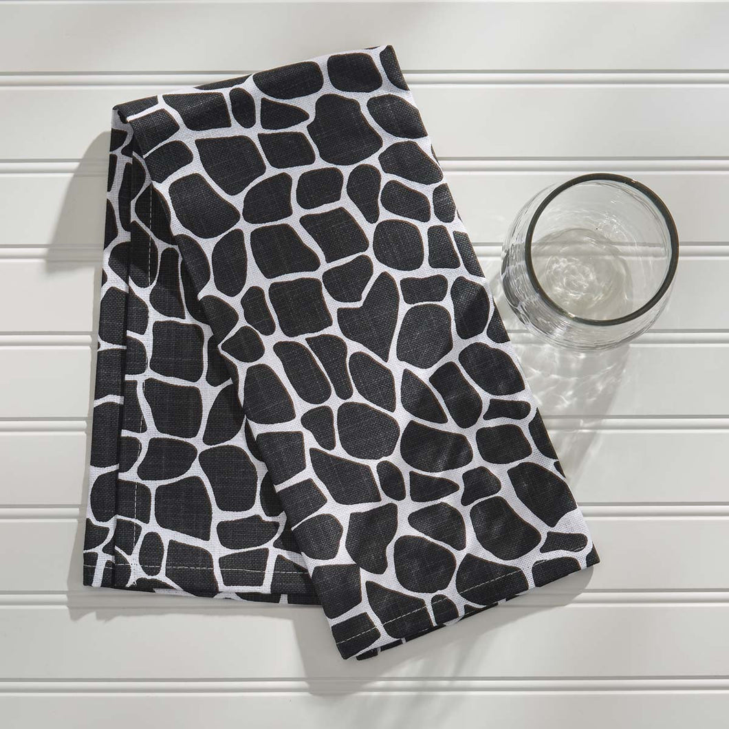 Giraffe Printed Towel - Black - Set of 2