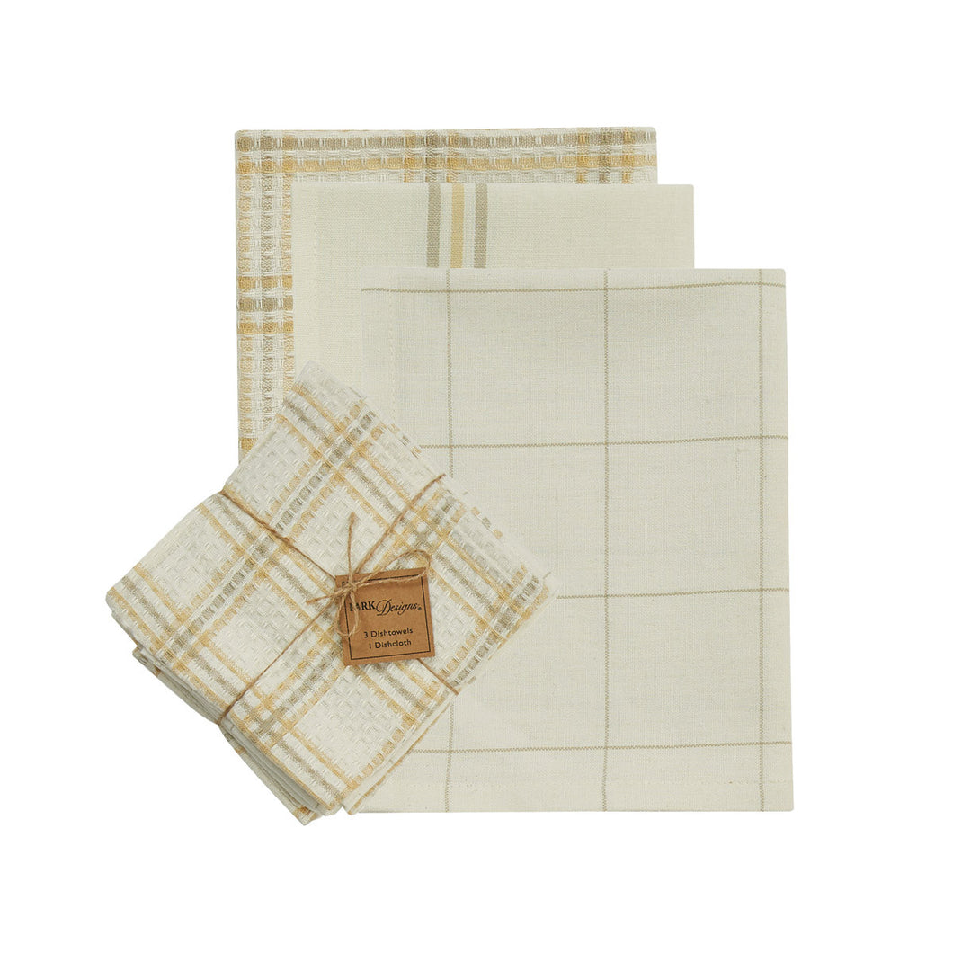 Cocoa Butter 3 Dishtowel & 1 Dishcloth Set