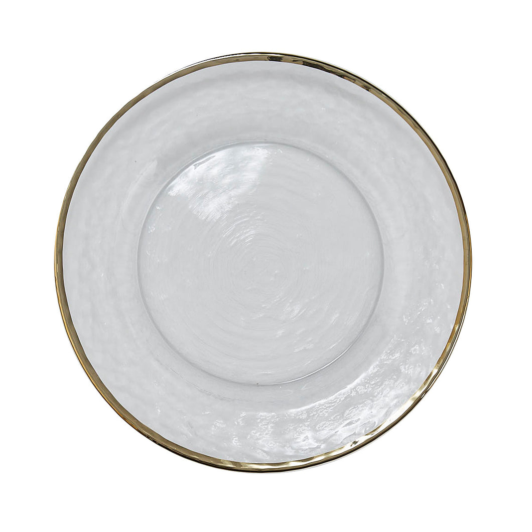 Metallic Rim Glass Salad Plate - Gold