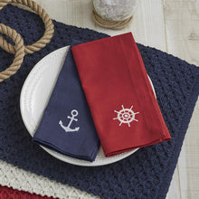 Load image into Gallery viewer, Shipwheel Embroidered Napkin - Set of 12
