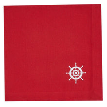 Load image into Gallery viewer, Shipwheel Embroidered Napkin - Set of 12
