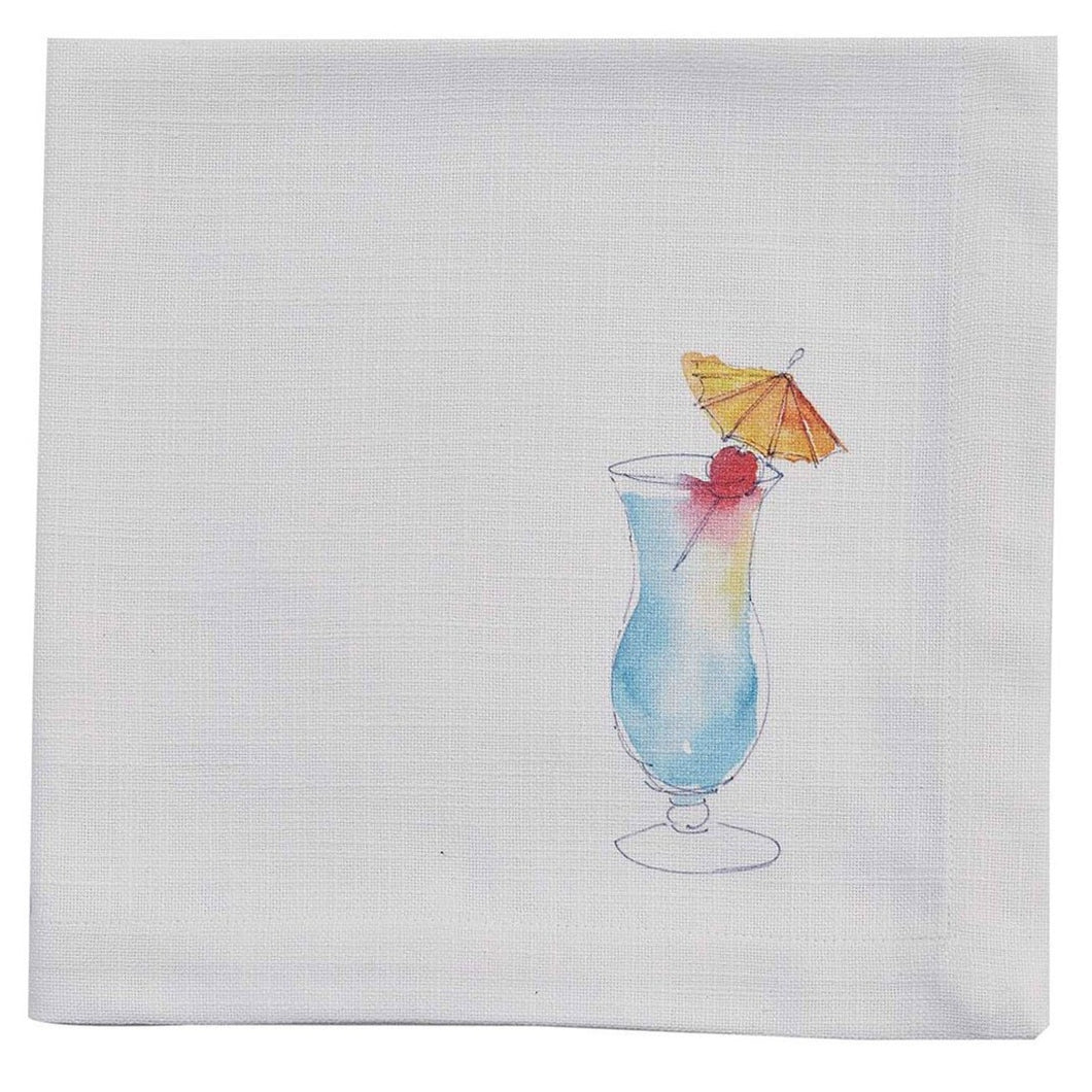Tropical Drink Napkin - Blue Hawaiian - Set of 4