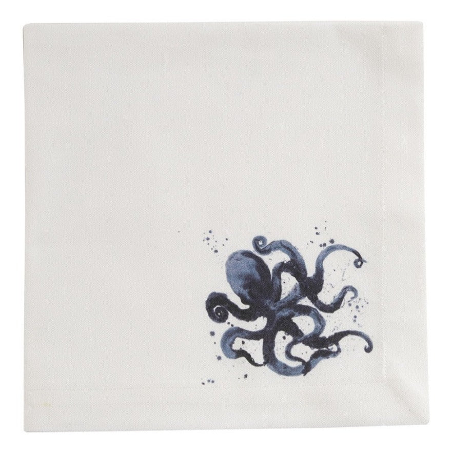 Deep Blue Sea Printed Octopus Napkin - Set of 4
