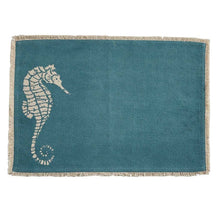 Load image into Gallery viewer, Seahorse Print Placemat - Aqua - Set of 4
