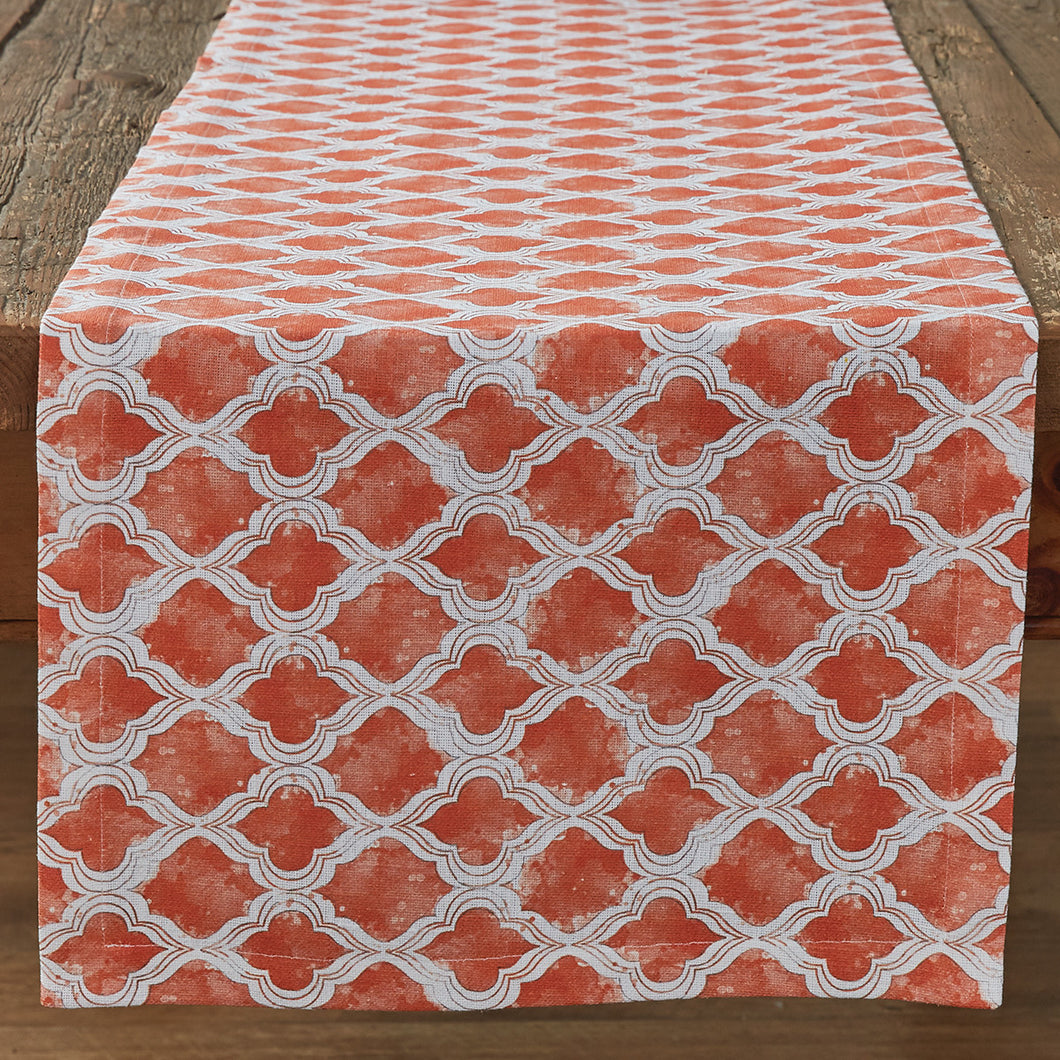 Watercolor Geo Coral Table Runner - 72