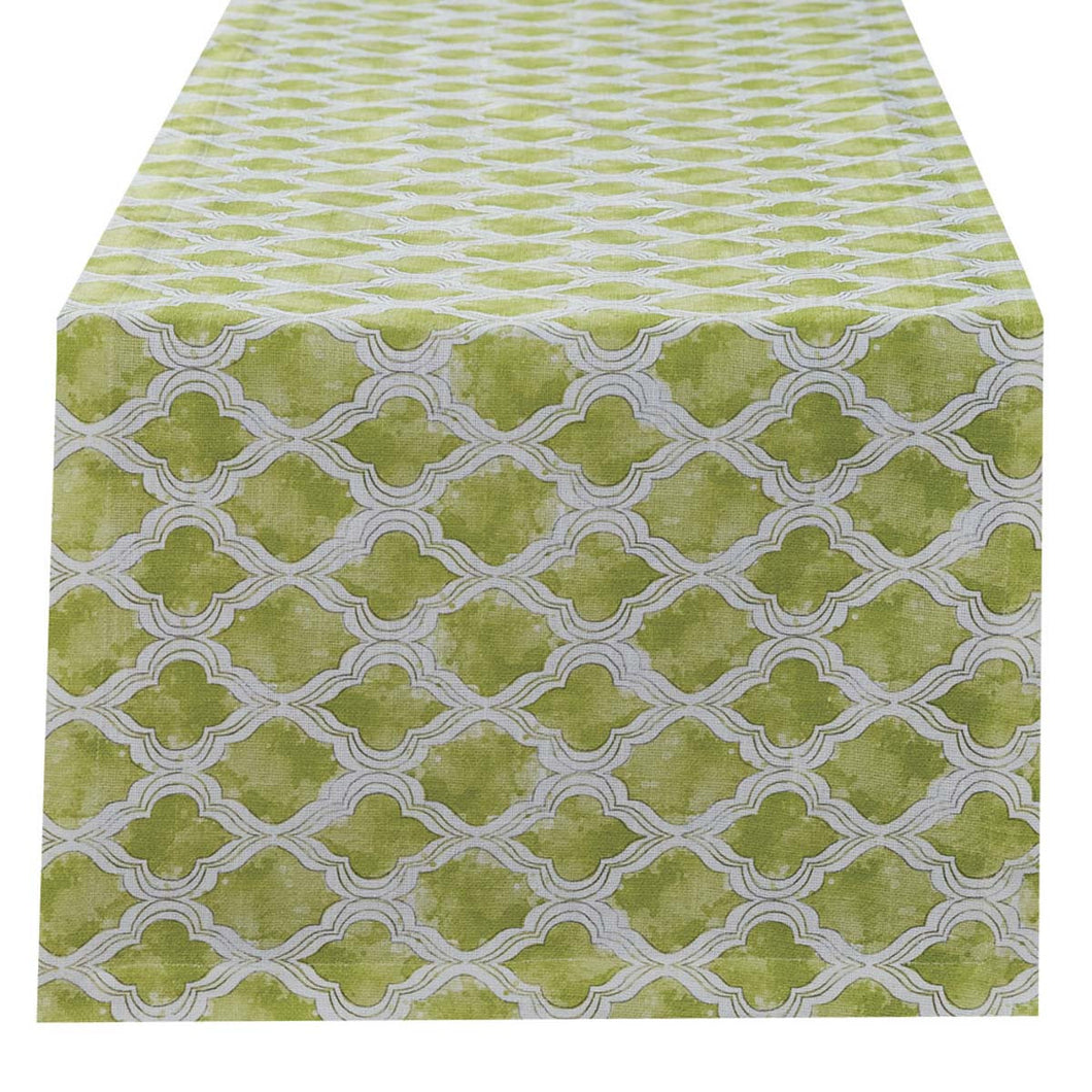 Watercolor Geo Green Table Runner - 72
