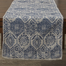 Load image into Gallery viewer, Mosaic Tile Printed Table Runner - 72&quot;L - Blue
