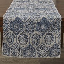 Load image into Gallery viewer, Mosaic Tile Printed Table Runner - 72&quot;L - Blue
