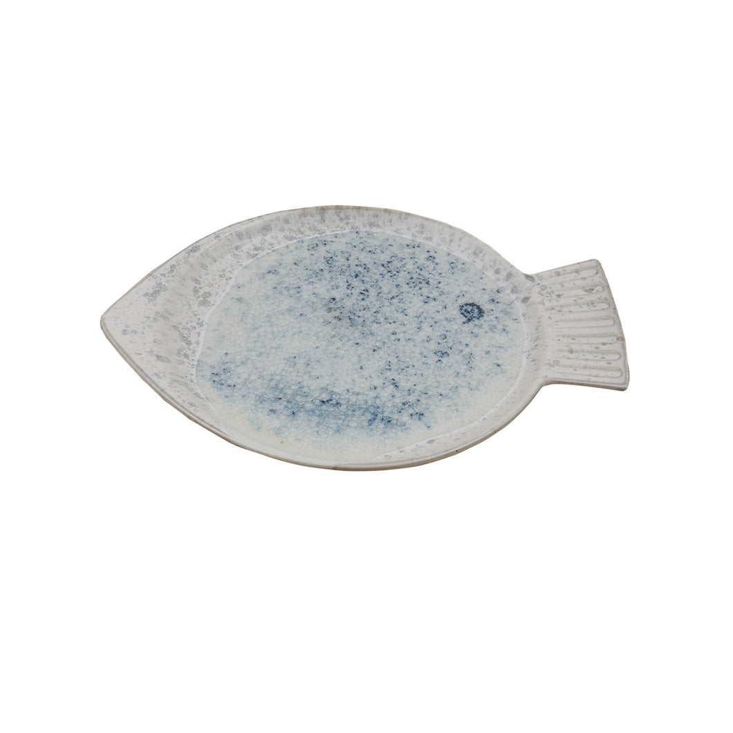 Blue Speckled Fish Shaped Plate - Set of 8