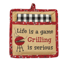 Load image into Gallery viewer, Grilling is Serious Pocket Potholder Set
