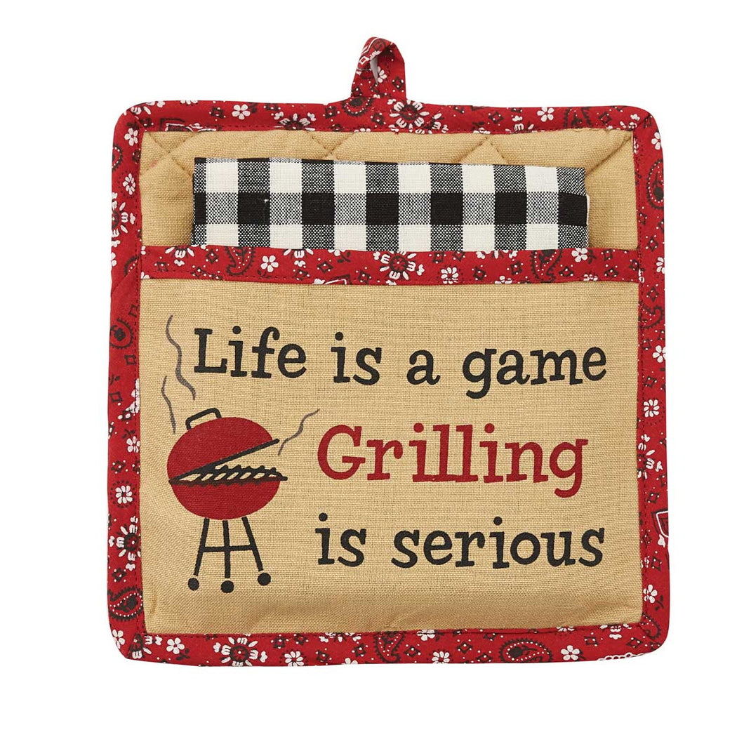 Grilling is Serious Pocket Potholder Set