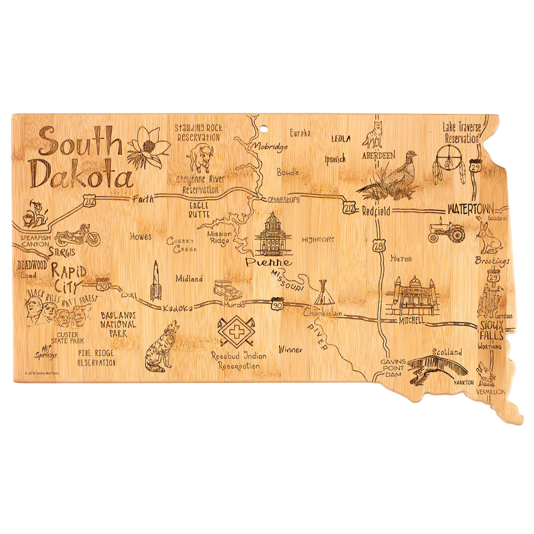 Destination South Dakota State-Shaped Cutting Board