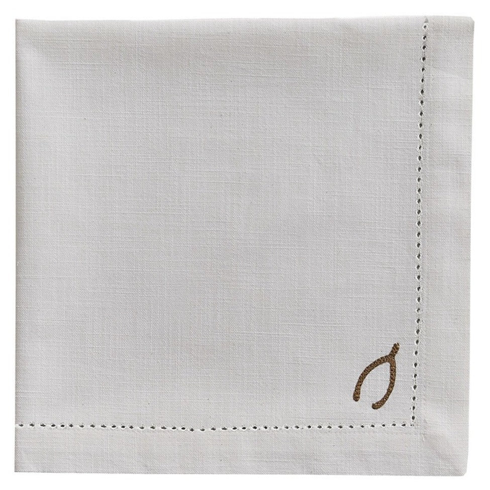 Embroidered Napkin - Wishbone - Set of 12