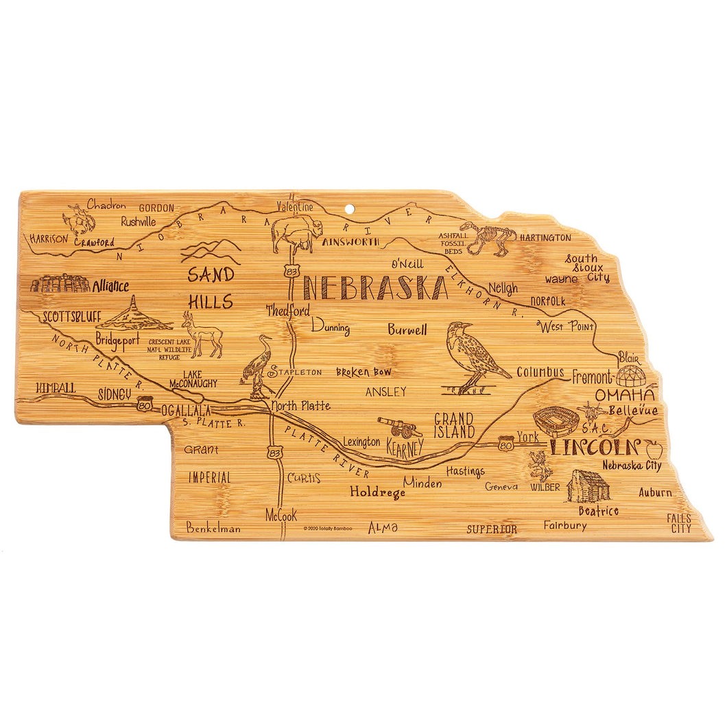 Destination Nebraska State-Shaped Serving & Cutting Board