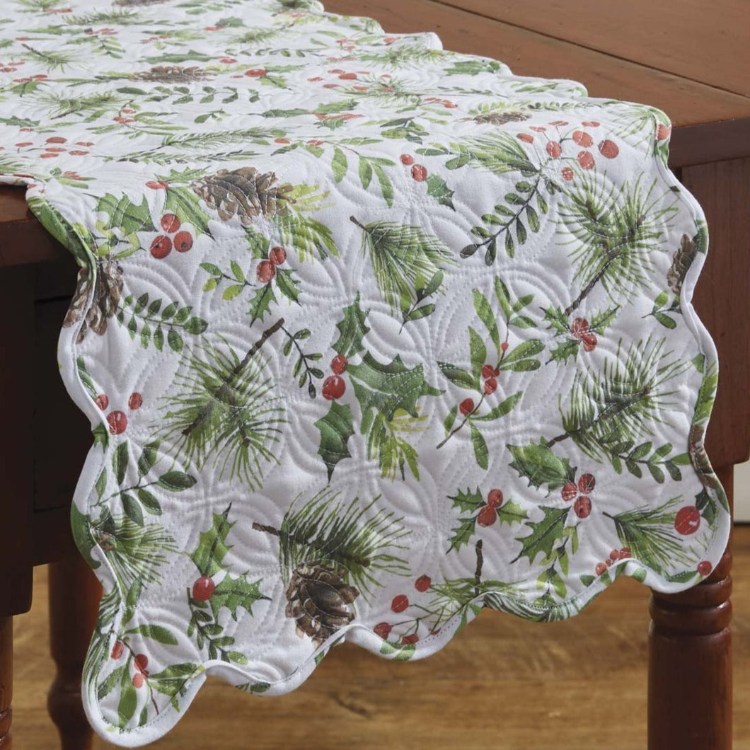 Holiday Woodland Quilted Table Runner 72