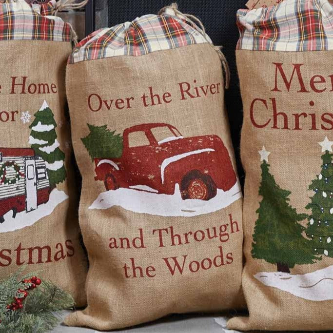 Over the River Print Santa Sack