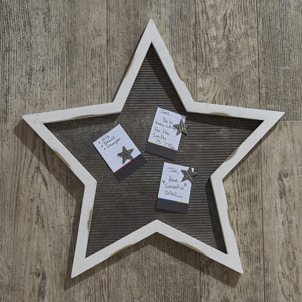 Star Memo Board Distressed White